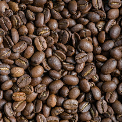 Close up of roasted coffee beans